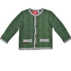 BONDI Jungen Trachten Strickjacke mit Zopfmuster 91639 | Grün