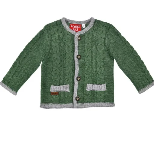 BONDI Jungen Trachten Strickjacke mit Zopfmuster 91639 | Grün