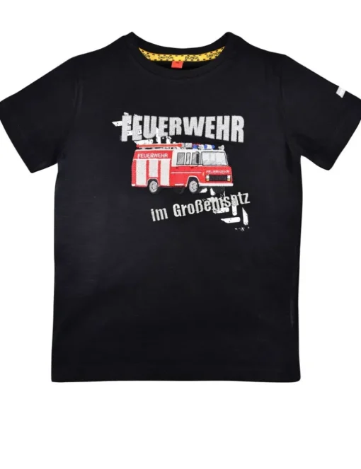 BONDI Jungen T-Shirt "Feuerwehr" 33178 | Schwarz