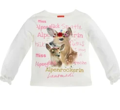 BONDI Mädchen Langarm Shirt "Miss Alpenglück" Bambi 26070 - Weiß