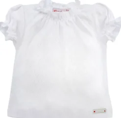 BONDI Mädchen Unterziehshirt mit Herz Lochstickerei Alpenglück 86268 - Weiß