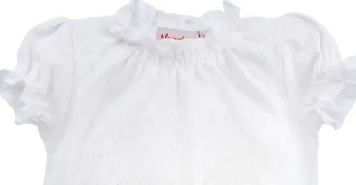 BONDI Mädchen Unterziehshirt mit Herz Lochstickerei Alpenglück 86268 - Weiß