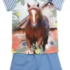 BONDI Shorty - Schlafanzug "Pferde-Motiv" 36231 | Blau