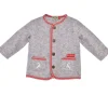 BONDI Trachten Fleecejacke 93720 - Grau / Rot | Babyjacke