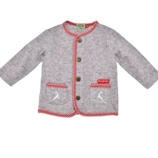 BONDI Trachten Fleecejacke 93720 - Grau / Rot | Babyjacke