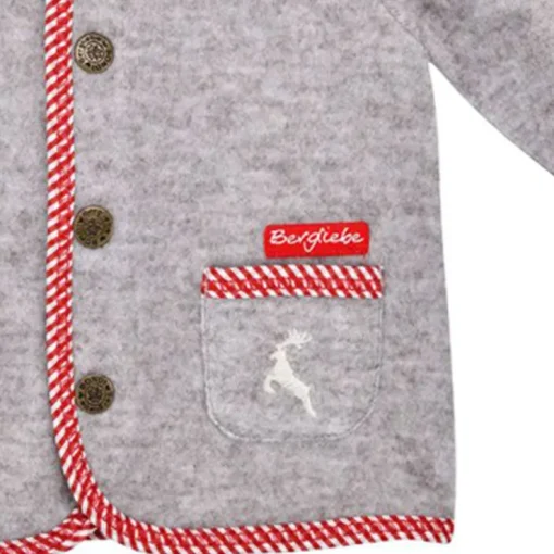 BONDI Trachten Fleecejacke 93720 - Grau / Rot | Babyjacke