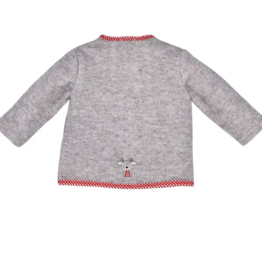 BONDI Trachten Fleecejacke 93720 - Grau / Rot | Babyjacke