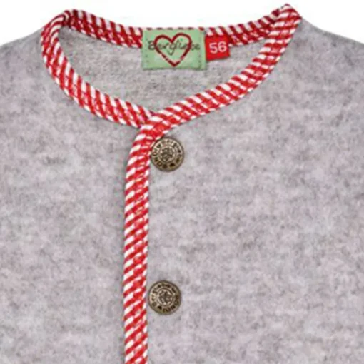BONDI Trachten Fleecejacke 93720 - Grau / Rot | Babyjacke