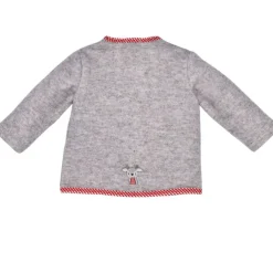 BONDI Trachten Fleecejacke 93720 - Grau / Rot | Babyjacke