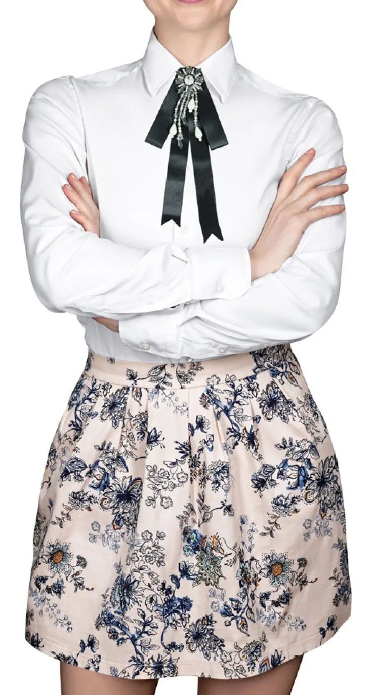 Brosche Barock Schleife mit Schmuckstein und Perlenketten - Schwarz