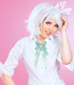 Brosche Barock Schleife mit ovalem Schmuckstein - Lang - Türkis