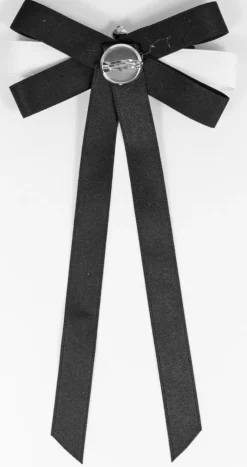 Brosche Barock Schleife mit Krone - Schwarz Weiß