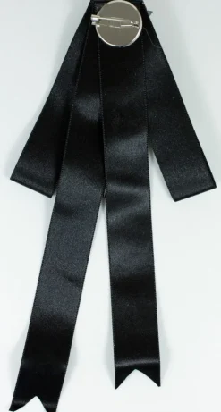 Brosche Barock Schleife mit Schmuckstein und Perlenketten - Schwarz