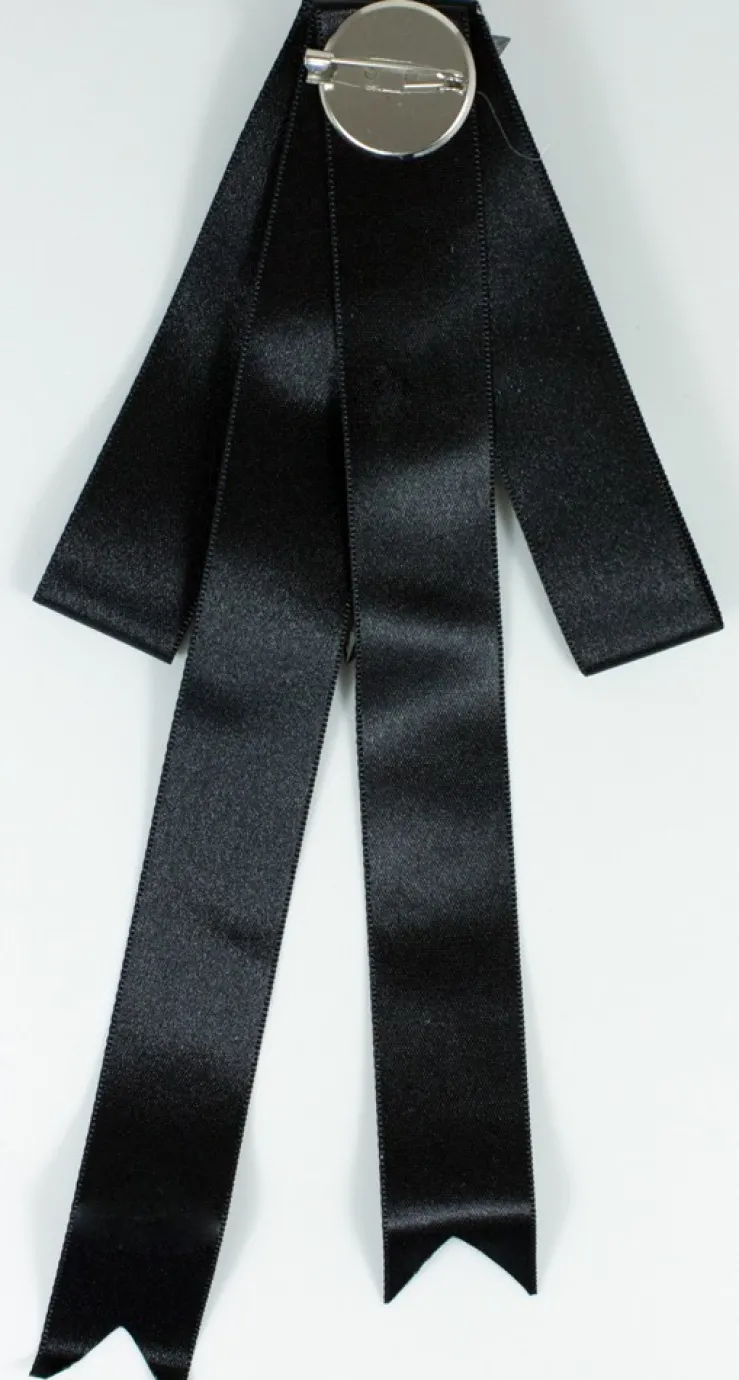 Brosche Barock Schleife mit Schmuckstein und Perlenketten - Schwarz