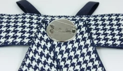 Brosche Barock Schleife mit eckigem Schmuckstein - Kariert - Blau