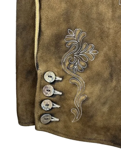 Buchberger Kurze Lederhose "Hubert 3" mit Gürtel | Ziegenvelours Braun Used