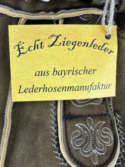 Buchberger Kurze Lederhose "Hubert 3" mit Gürtel | Ziegenvelours Braun Used