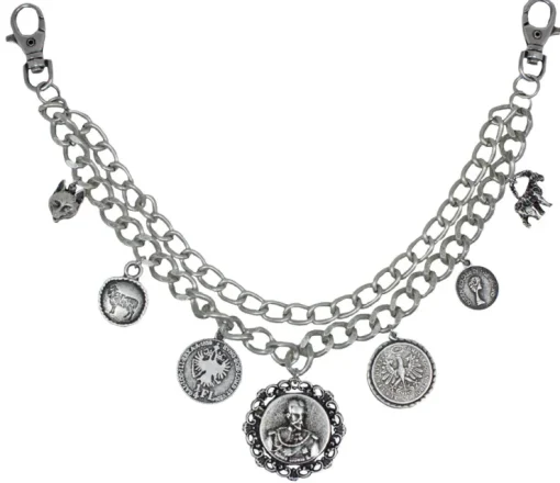 Charivari Kette mit Münzen, Fuchs und Steinbock