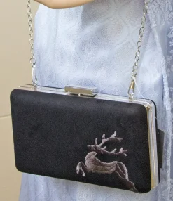 Clutch mit Hirschstickerei - Abendtasche für Damen - Rot