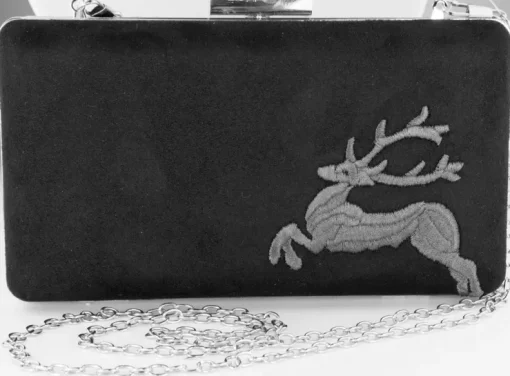 Clutch mit Hirschstickerei - Abendtasche für Damen - Rot