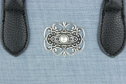 Damen Handtasche "Katrina" mit Metallapplikation - Hellblau