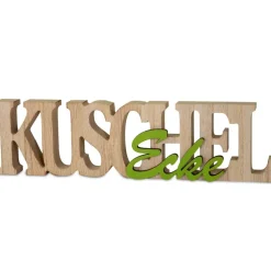 Deko Schriftzug "KuschelEcke" 29 x 8 cm Natur Grün | 19133 - Holz Dekoration