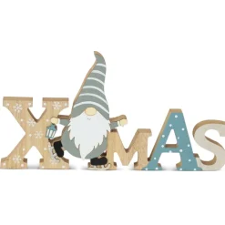 Deko Schriftzug "Xmas" 28 x 14,5 cm Natur Blaugrau | 10286 - Weihnachtsdekoration