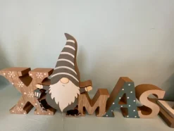 Deko Schriftzug "Xmas" 28 x 14,5 cm Natur Blaugrau | 10286 - Weihnachtsdekoration