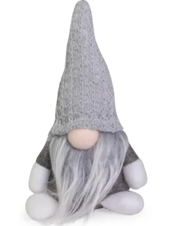 Dekofigur Wichtel "Egbert" mit Mütze - Grau 16 cm | 73967 - Adventsdekoration