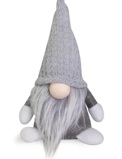 Dekofigur Wichtel "Egbert" mit Mütze - Grau 21 cm | 73968 - Adventsdekoration