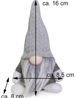 Dekofigur Wichtel "Egbert" mit Mütze - Grau 16 cm | 73967 - Adventsdekoration