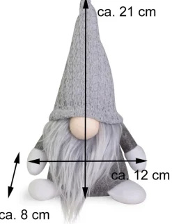 Dekofigur Wichtel "Egbert" mit Mütze - Grau 21 cm | 73968 - Adventsdekoration