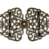 Dirndlschürzenschließe "Tamina" mit Perle und Blüten mit Kristallen von Swarovski® Halbrund 51458-3 Ame - Steg 3 cm - Altgold