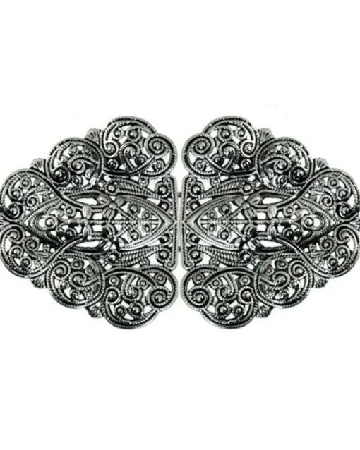 Dirndlschürzenschließe "Rina" mit Ornamentmuster 51487 - Stegbreite 4 cm | Altsilber