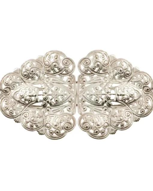 Dirndlschürzenschließe "Rina" mit Ornamentmuster 51487 - Stegbreite 4 cm | Weissgold