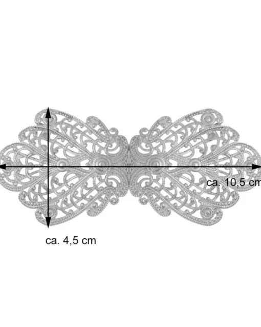 Dirndlschürzenschließe "Alika" mit Ornamentmuster 51486 - Stegbreite 3 cm | Altsilber matt