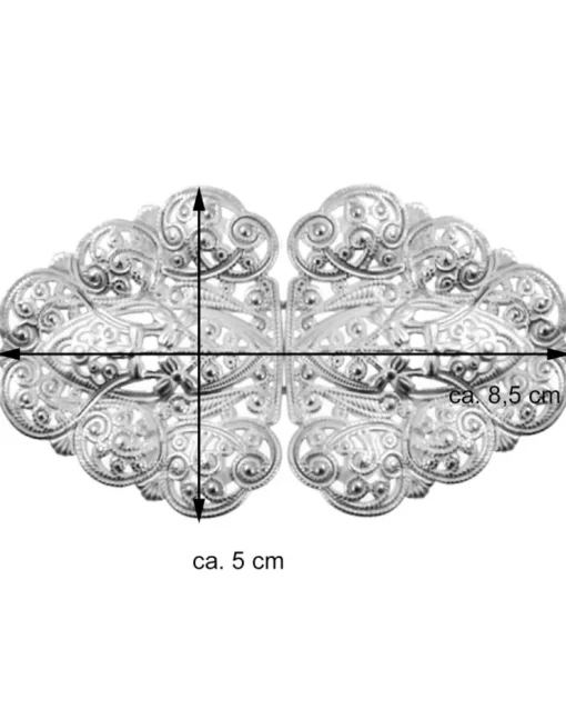 Dirndlschürzenschließe "Rina" mit Ornamentmuster 51487 - Stegbreite 4 cm | Weissgold