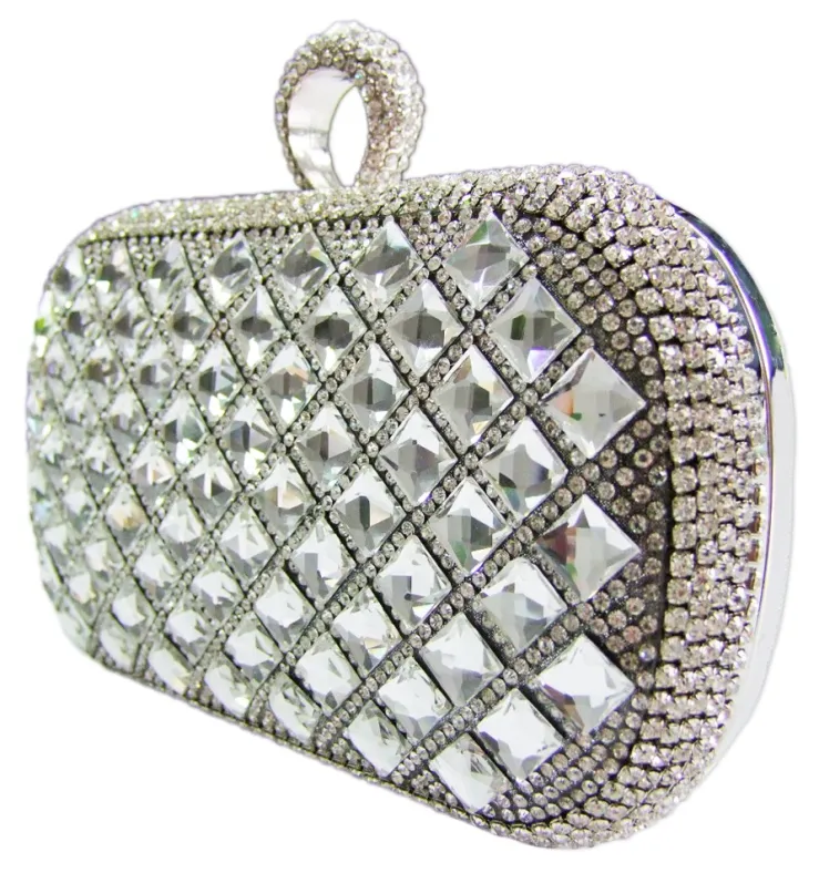 Elegante Damen Clutch Abendtasche "Mosaik" - Silber