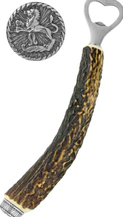 Funk Hirschhorn Flaschenöffner mit Zierkappe - Sternzeichen Löwe