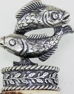 Funk Hirschhorn Trachtenmesser mit Damastklinge und Zierfigur - Fische