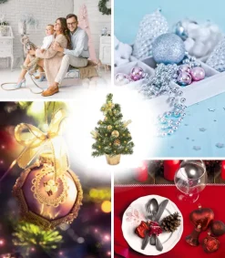 Geschmückter Weihnachtsbaum mit 20er LED Lichterkette - 50cm | 20257 - Gold