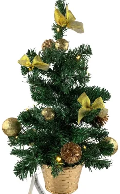 Geschmückter Weihnachtsbaum mit 20er LED Lichterkette - 50cm | 20257 - Gold