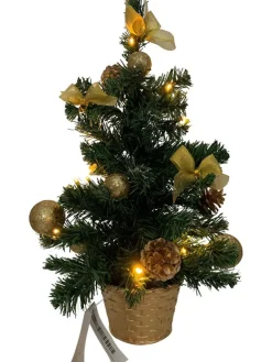 Geschmückter Weihnachtsbaum mit 20er LED Lichterkette - 50cm | 20257 - Gold