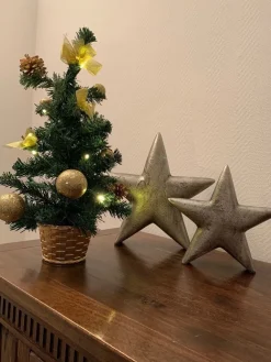 Geschmückter Weihnachtsbaum mit 20er LED Lichterkette - 50cm | 20257 - Gold