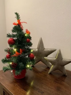 Geschmückter Weihnachtsbaum mit 20er LED Lichterkette - 50cm | 20259 - Rot