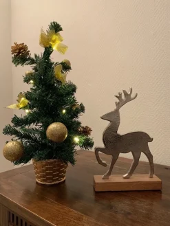 Geschmückter Weihnachtsbaum mit 20er LED Lichterkette - 50cm | 20257 - Gold