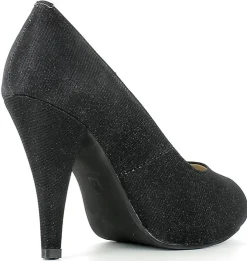 Glitzer Peeptoe Damen Schuhe - Schwarz