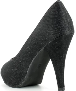 Glitzer Peeptoe Damen Schuhe - Schwarz