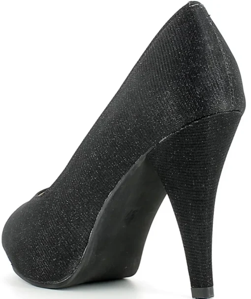 Glitzer Peeptoe Damen Schuhe - Schwarz