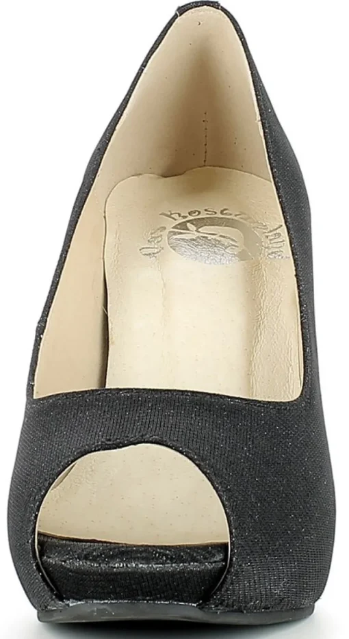 Glitzer Peeptoe Damen Schuhe - Schwarz